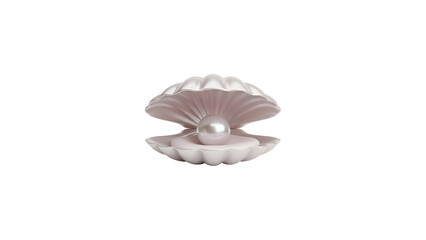Obraz premium Open Oyster Shell with Iridescent Pearl Isolated on White Background 3D Render Illustration