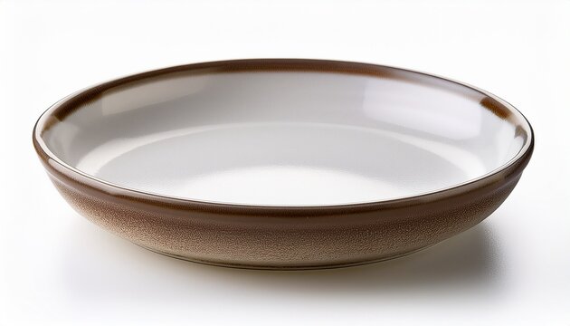 empty ceramic round plate isolated on white background