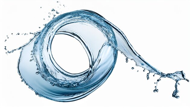 fresh water splash in round swirl shape isolated on white or white background