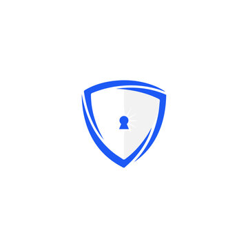 Blue Shield Security Logo with Keyhole Icon for Data Protection and Cyber Safety