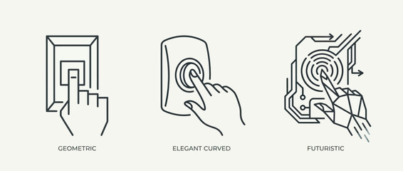 Obraz premium Geometric minimalist interface design concepts hand interaction