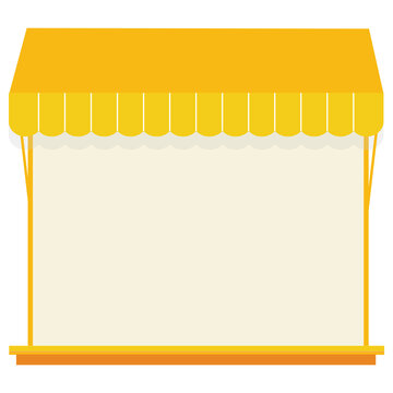 Yellow storefront awning canopy for shop market stall cafe vector illustration