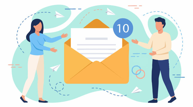 People receiving new email messages, online communication and notification concept
