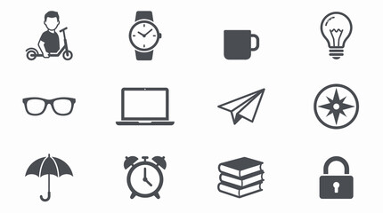 Fototapeta premium Minimalist business and lifestyle icon set on white.