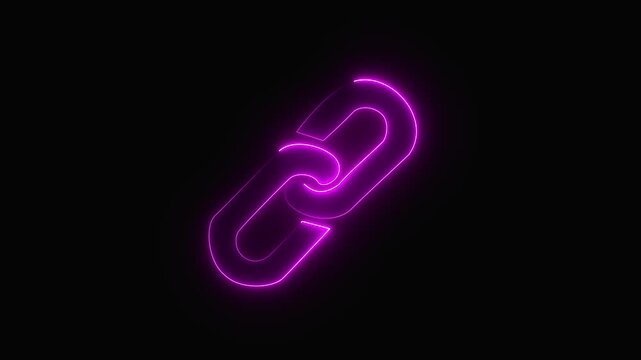Glowing neon Chain icon isolated , link Share icon connect , Link and hyperlink chain icon animation.4K Animation.