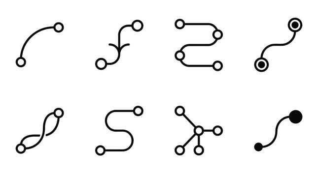 Creative UI UX Flow Lines and Connected Node Elements Collection Line Vector Designs