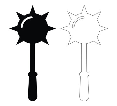 Medieval spiked mace weapon silhouette vector illustration for historical warfare and fantasy gaming gear
