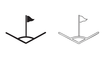 soccer corner flag area vector silhouette with line art pair icon © Shamsul