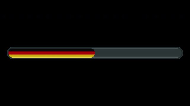 Loading progress bar animation with the Germany flag on a transparent background in 4K