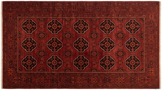 Red patterned rug isolated on white background