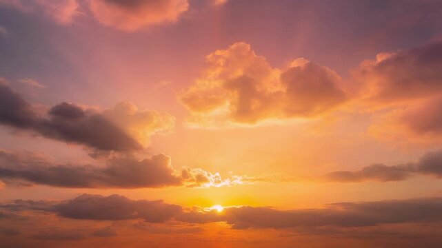 Golden hour cloudscape timelapse over rolling hills