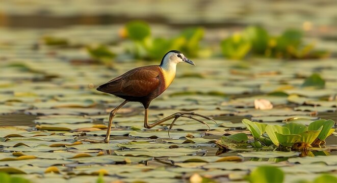 African Jacana Lily Pad Walk Floating Balance
