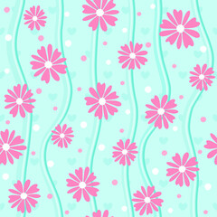 Fototapeta premium Bright Doodle Wildflower Seamless Background