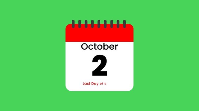 Animated Calendar Marks Sukkot Last Day on October 2 Transition