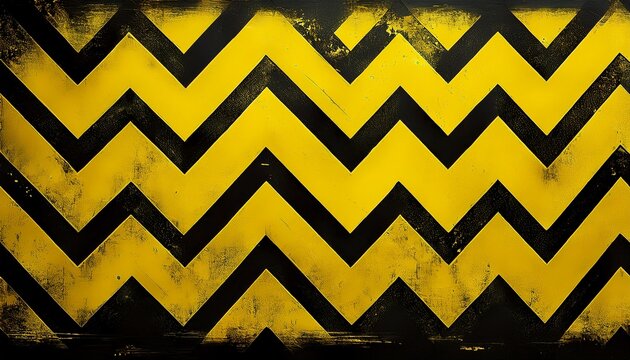 distressed yellow black chevron zigzag grunge pattern background