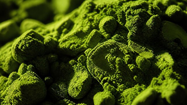Close-Up of Vibrant Green Spirulina Powder for Health Supplements and Smoothies