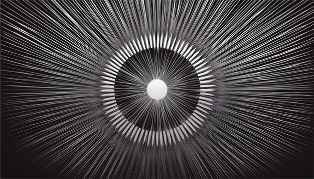 abstract black and white radial burst design