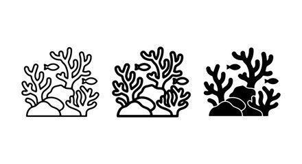 Coral Reef Icons, Marine Life Vector Set, Underwater Ecosystem Graphics, Ocean Flora and Fauna © NABILA