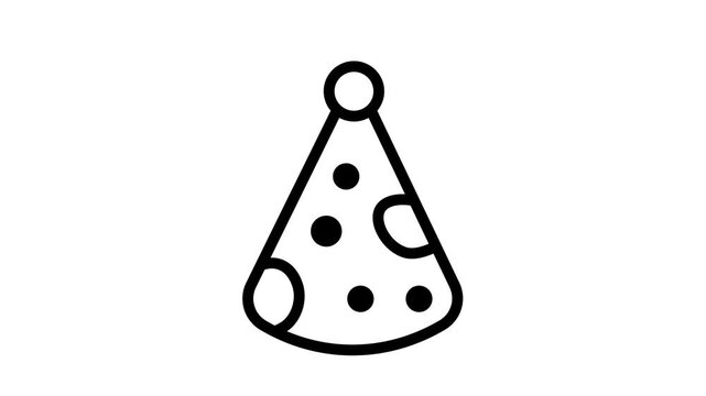 The party hat subtly tilts side to side in a gentle rocking motion before returning to its upright upright position.
