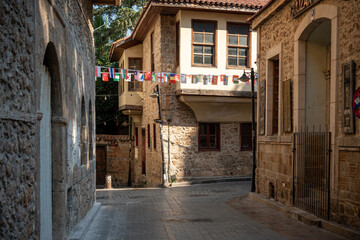 Fototapeta premium Narrow stone street of Kaleici old town in Antalya Turkey
