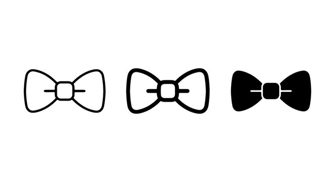 Bow Tie Icons: Black, Outline, and Silhouette Vector Graphics for Formal Wear and Accessories