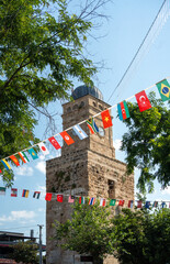 Fototapeta premium Historic Antalya Clock Tower Saat Kulesi in Kaleici old town Turkey