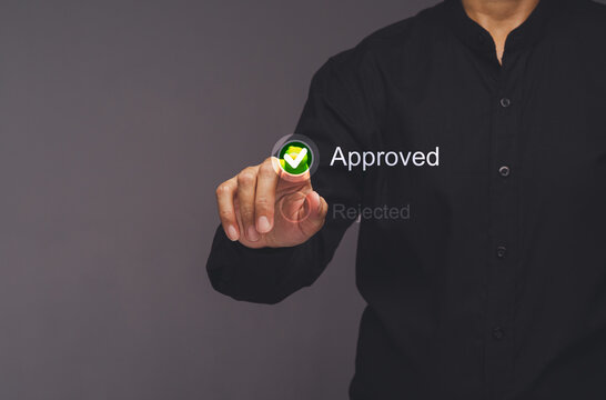 Person selecting approved option on virtual interface