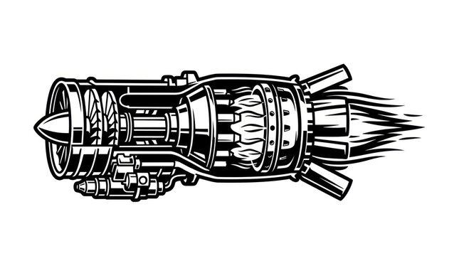 Detailed jet engine technical drawing.