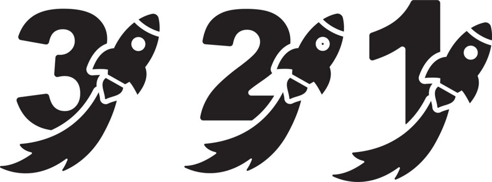 Rocket Ranking Number Icon. Launch Position Symbol. Simple Pictogram for Competition, Winner, Startup Growth, Business Success and Achievement.
