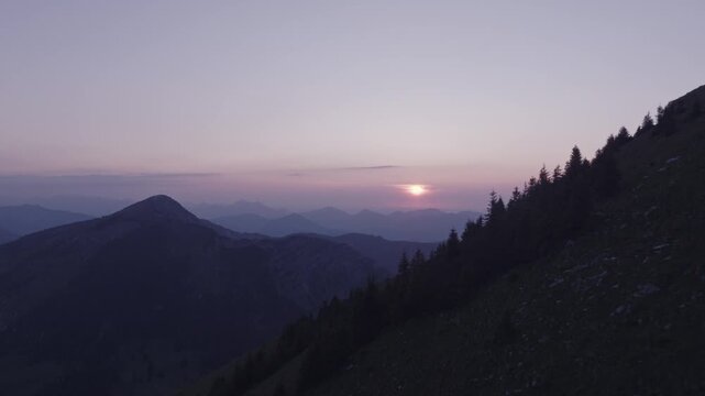 Sunset over beautiful mountain panorama in the Alps. Achenkirch, Austria