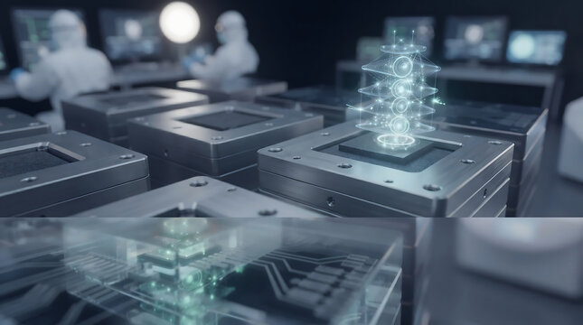 Gated Recurrent Unit (GRU) Hologram Built from Titanium in a Blurred Research Laboratory