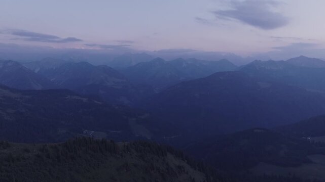 Sunset over beautiful mountain panorama in the Alps. Achenkirch, Austria