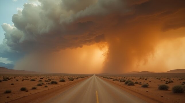 Tormenta de polvo acerc&aacute;ndose a un desierto