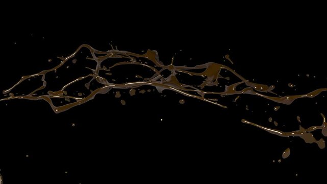 a Chocolate Splashes animation with the liquid shape of the chocolate creating strings 
