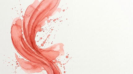 Fototapeta premium Red watercolor splash and splatter on white paper, symbolizing artistic expression, movement, and creativity. Space for text.