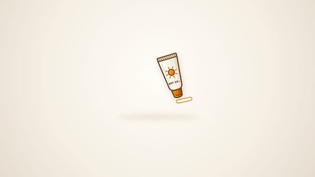 Animated sunblock tube moving across a white background. 4K Video