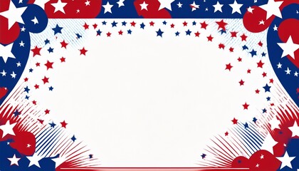 Obraz premium simple patriotic border design with red white and blue colors and stars on the outside edge perfect for fourth of july or american themed projects frame patriotic colors simple