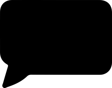 Black speech bubble icon, digital communication symbol, chat dialogue logo, minimalist UI design element, modern messaging graphic illustration, isolated background