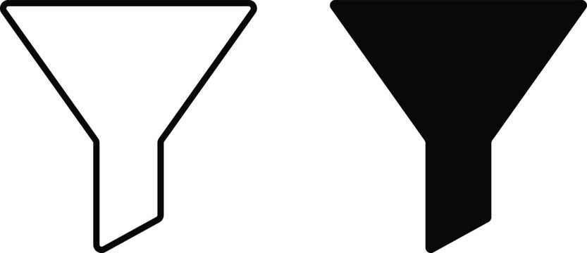 Filter icon set. Funnel symbol. sorting and data filtration concept graphic. Line and solid funnel vector design