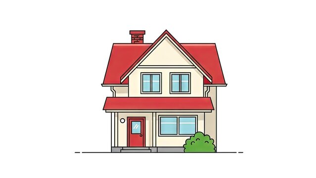Simple flat 2D illustration of a house with red roof.
