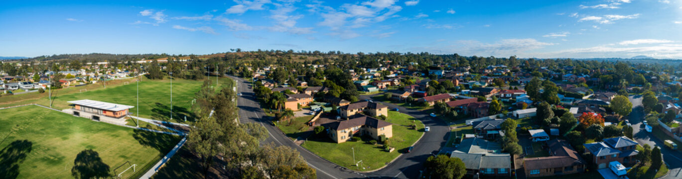Panorama of Singleton Heights showing Alroy oval sports ground