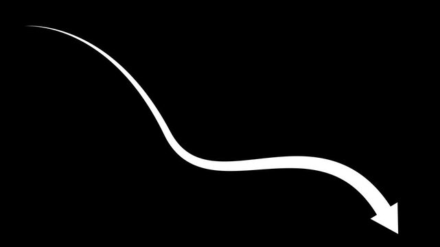 Curved arrow simple minimal graphic pointing right isolated symbol for direction animation