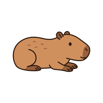 Cute capybara cartoon character isolated on white background vector illustration