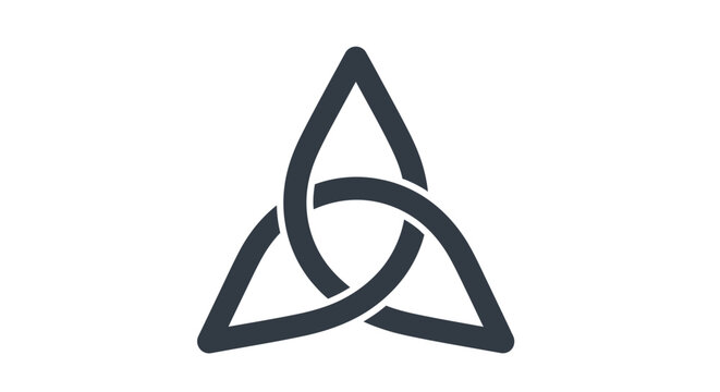 Celtic Trinity Knot Symbol, Triquetra Icon, Ancient Irish Symbol of Eternity, Faith, Love, Protection, White Background