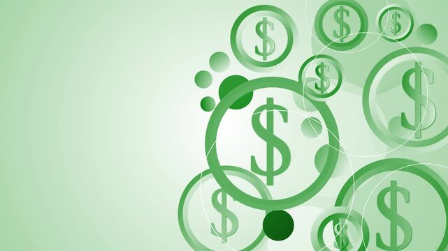 Abstract circles with dollar signs on a soft background animation, Background money finance and business growth concept