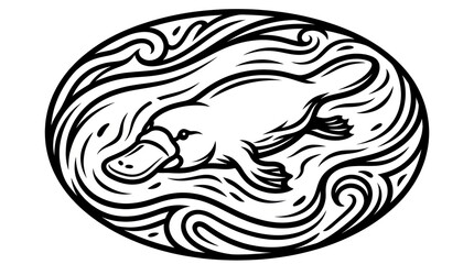 Obraz premium Platypus swimming in water waves.