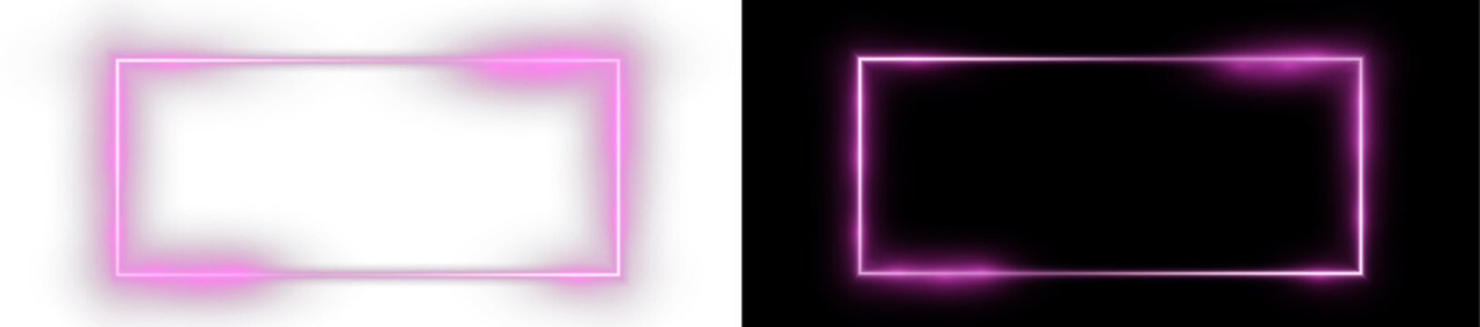 Futuristic neon pink tech rectangle frame overlay for streaming camera