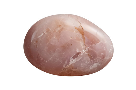 Polished pale rose quartz stone with natural veins