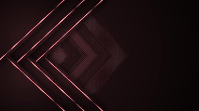Geometric chevron background with lines animation, Dark geometric background with layered chevrons and thin lines
