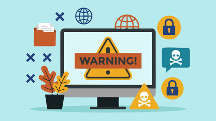 Cybersecurity warning on computer screen, digital threat and data protection © RAIXEL
